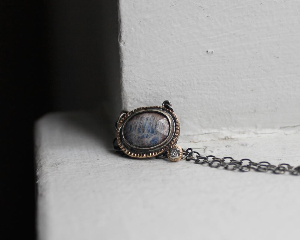 Blue Sapphire & Diamond Echo Necklace | One of One - Franny E Fine Jewelry
