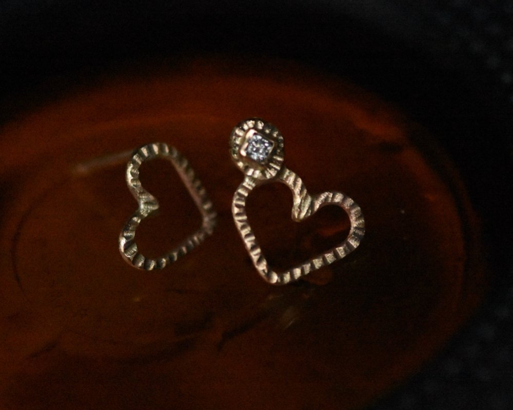 One of One Pair—Tiny Heartbeat Earring Studs - franny e