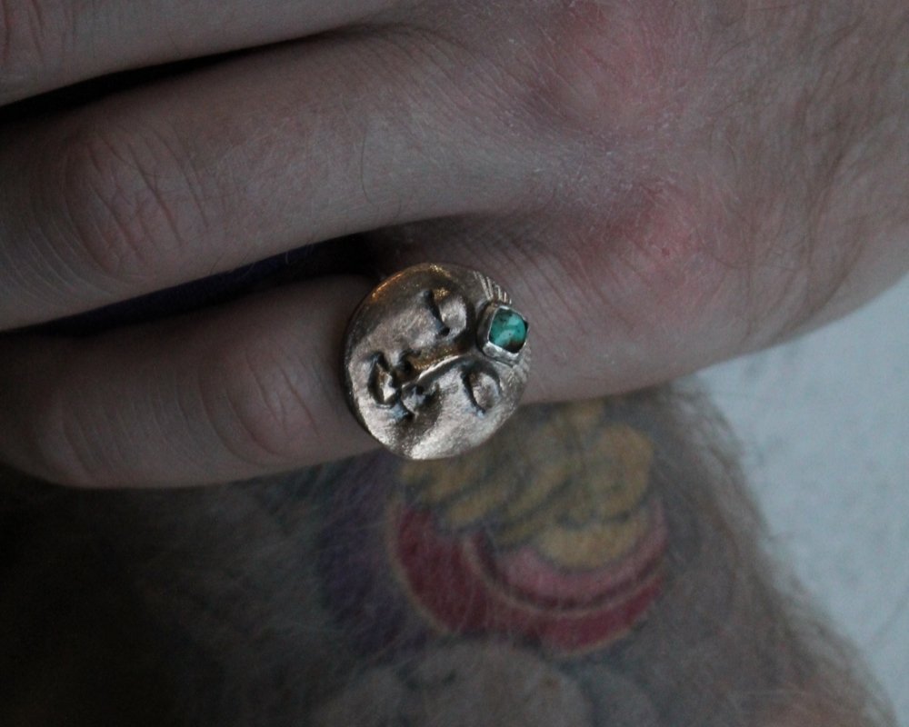 One of One—All That Ever Was Moon Ring With Turquoise Crown - franny e