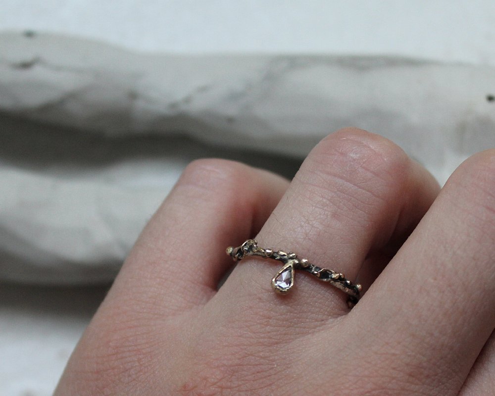 One of One—Depths of Meaning Band with Offset Diamond - franny e