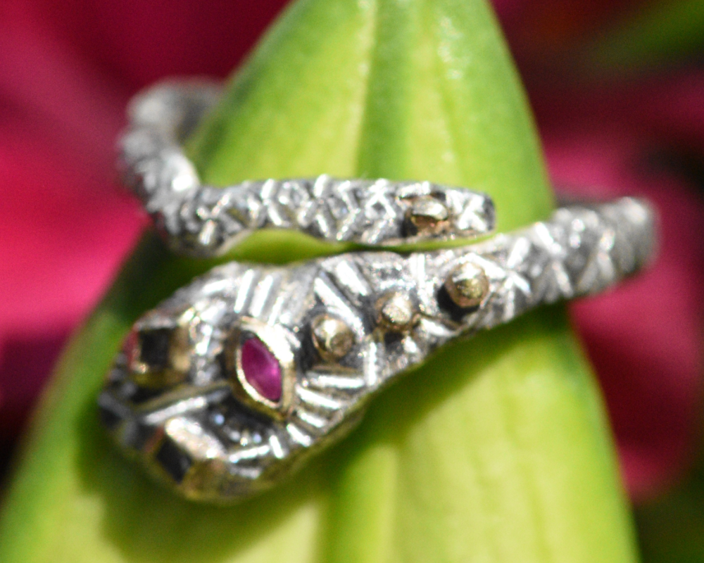 One of One—Snake of Meaning Ring No. 4—Hiss Hiss Ruby Kiss