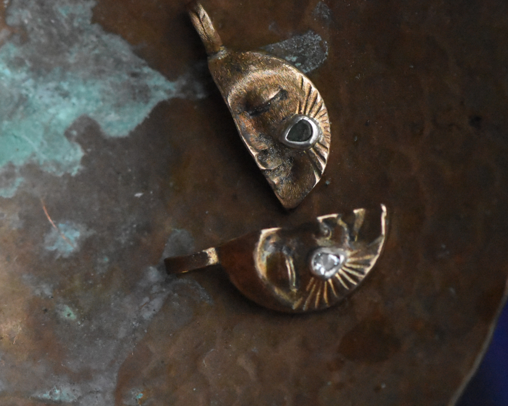 One of One—Kinship Moons with Emerald & Aquamarine