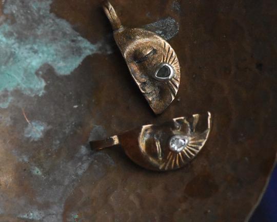 One of One—Kinship Moons with Emerald & Aquamarine