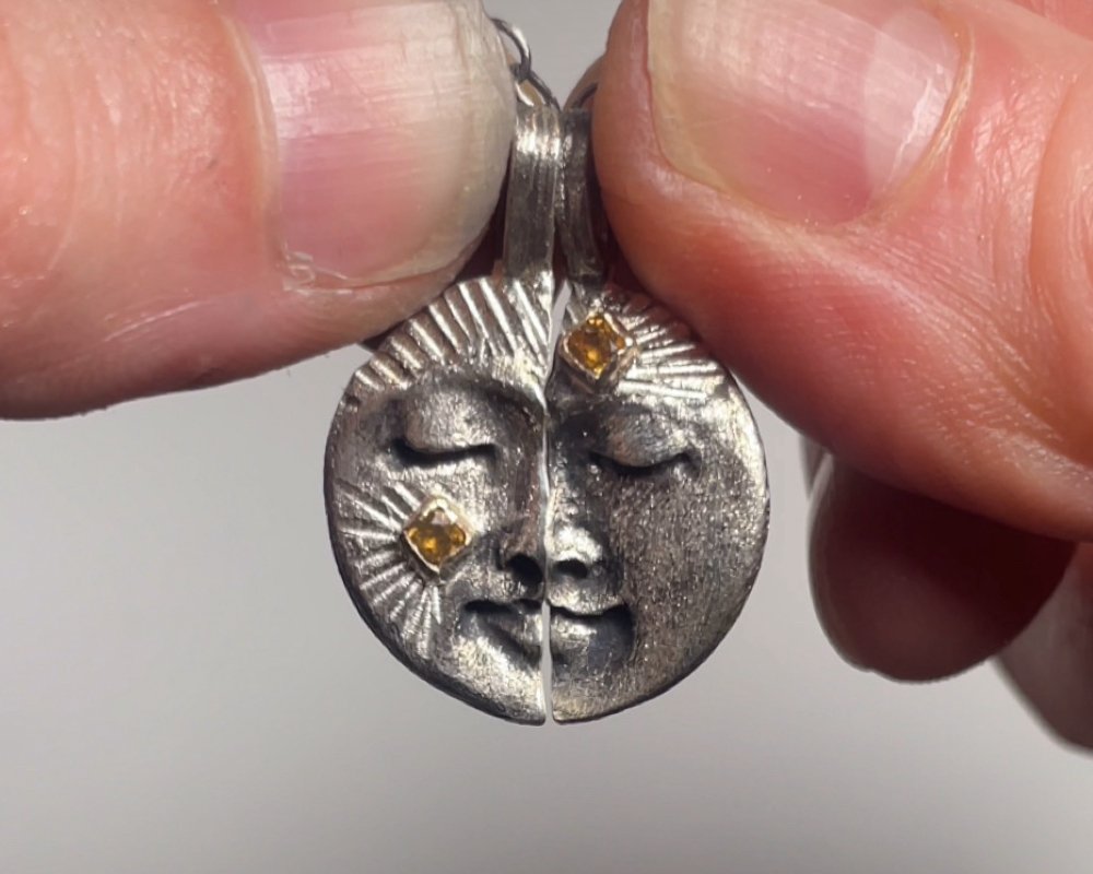 One of One Pair—Kinship Moon Necklaces with Citrine - franny e