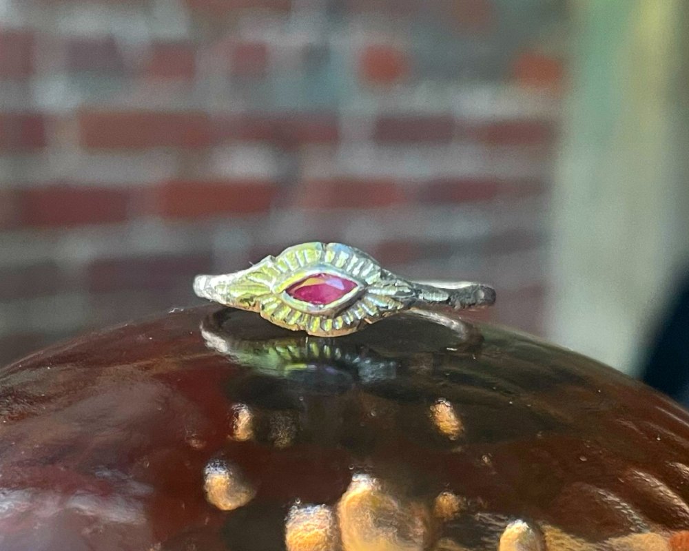 One of One—Lucy's Silver Linings Ring Band with Ruby - franny e