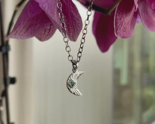 One of One—Crescent Moon of Meaning with Emerald Necklace