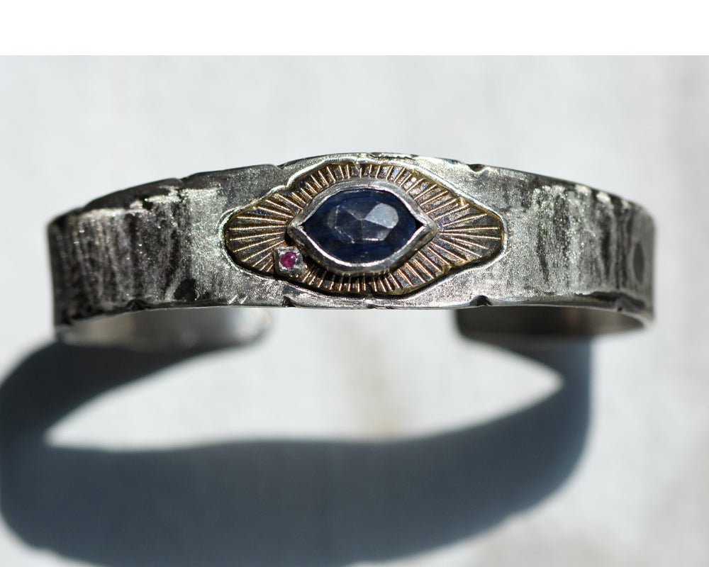 Blue Sapphire & Ruby Cuff | One of One - Franny E Fine Jewelry