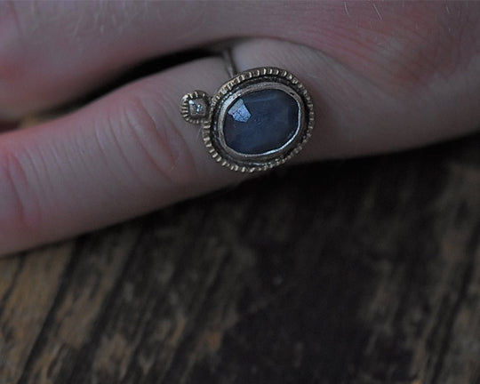 Echo Ring with Blue Sapphire & Diamond | One of One - Franny E Fine Jewelry