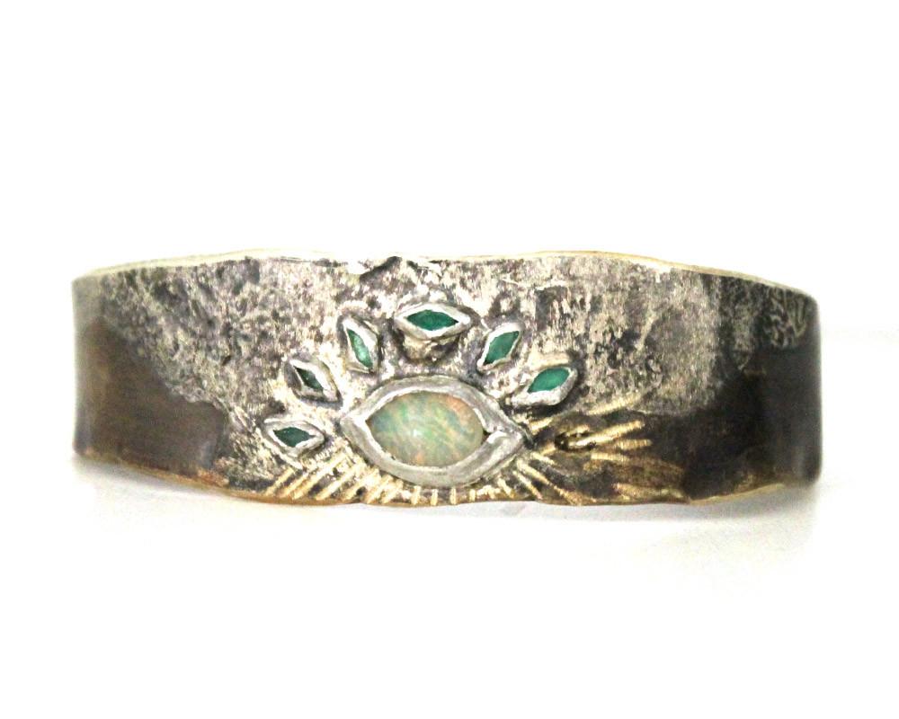 Emerald & Opal Eyes Cuff - Franny E Fine Jewelry