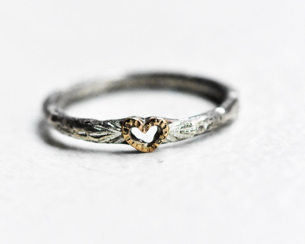 Made To Order—Empty Heart Filled Ring Band - franny e