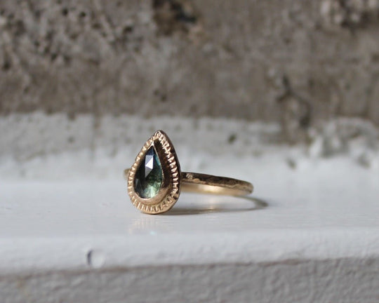 One of One Fairmined Gold & Teal Sapphire Signature Ring - Franny E