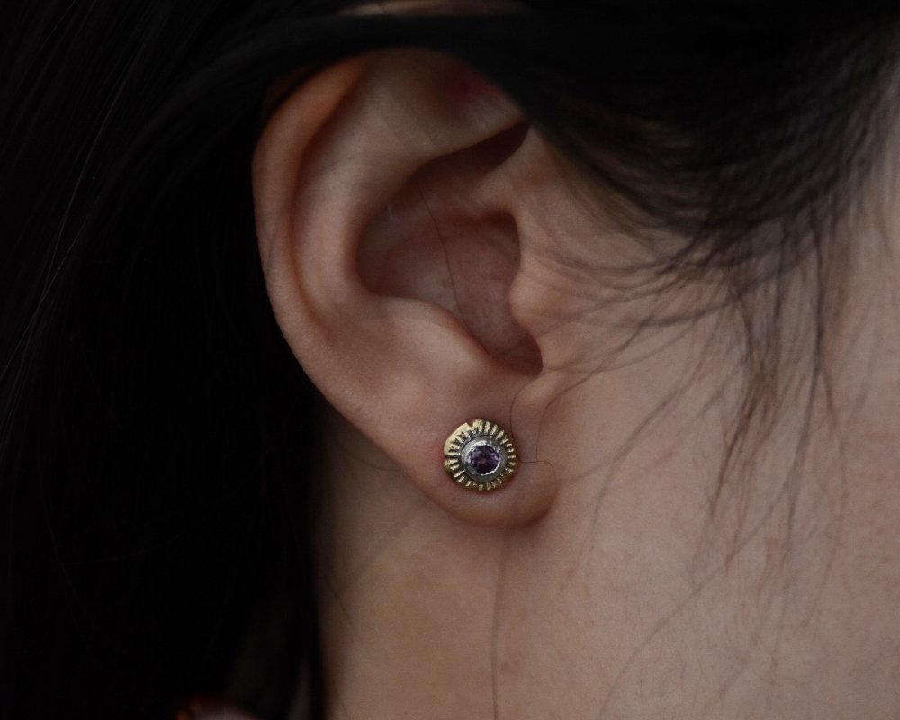 One of One Pair—Nana's Purple Powers Earring Studs - franny e