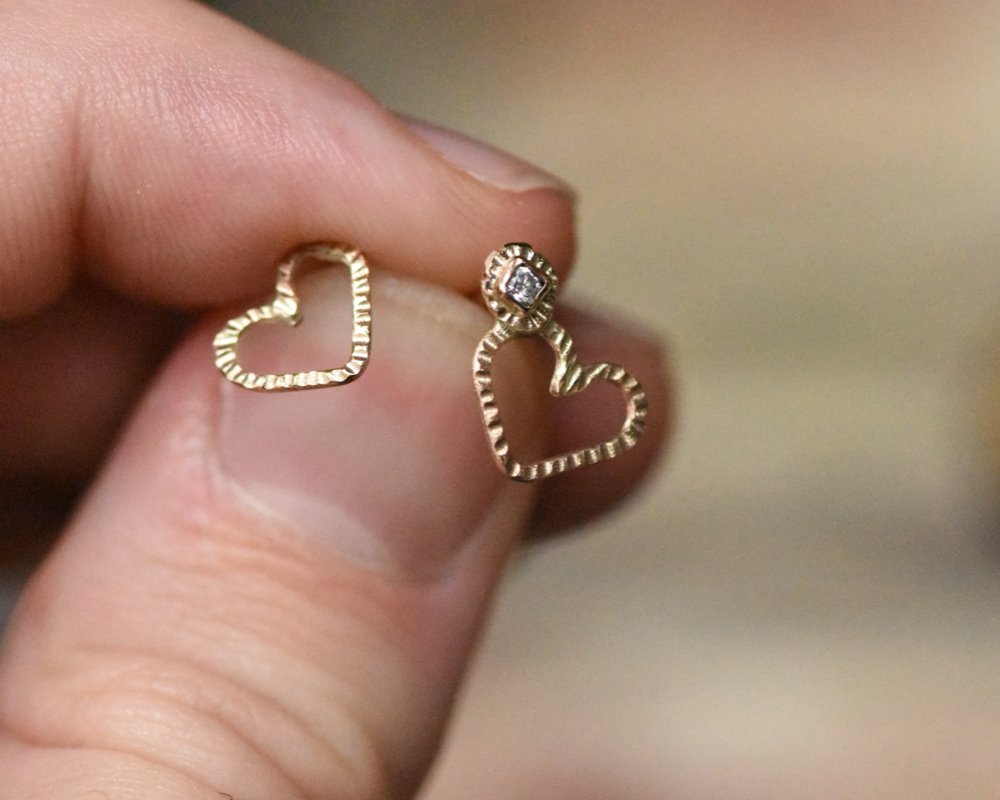 One of One Pair—Tiny Heartbeat Earring Studs - franny e