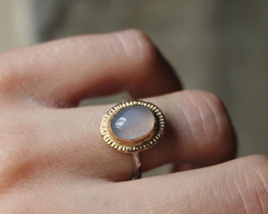 One of One Signature Ring with Fairmined Gold & Chalcedony - franny e
