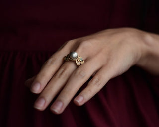 One of One—A Winter's Garden Pearl Ring with Fairmined Gold
