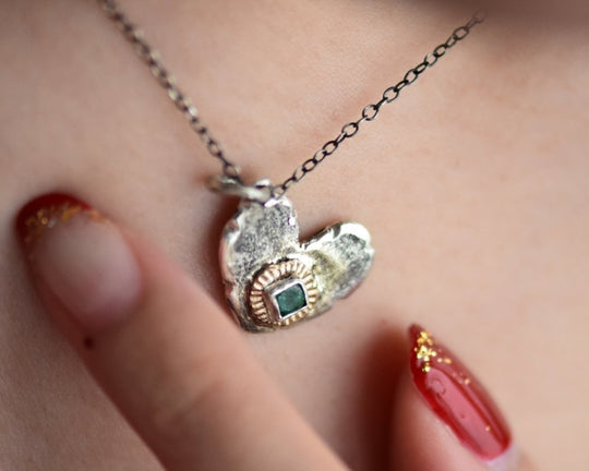 One of One—Heart Charm of Meaning with Emerald - franny e