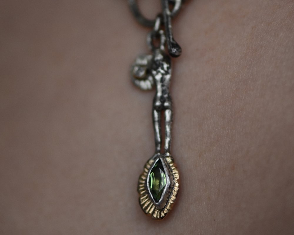 One of One—Muses of Connection Necklace with Green Sapphire - franny e