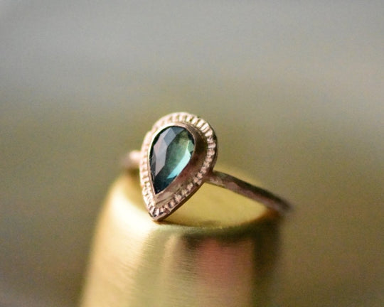 One of One—Trace Truth Ring with Fairmined Gold & Teal Sapphire - franny e