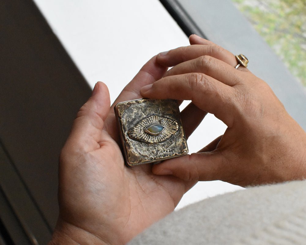 Opal Eye of Meaning with Diamond Tear Keepsake Compact | One of One - Franny E Fine Jewelry