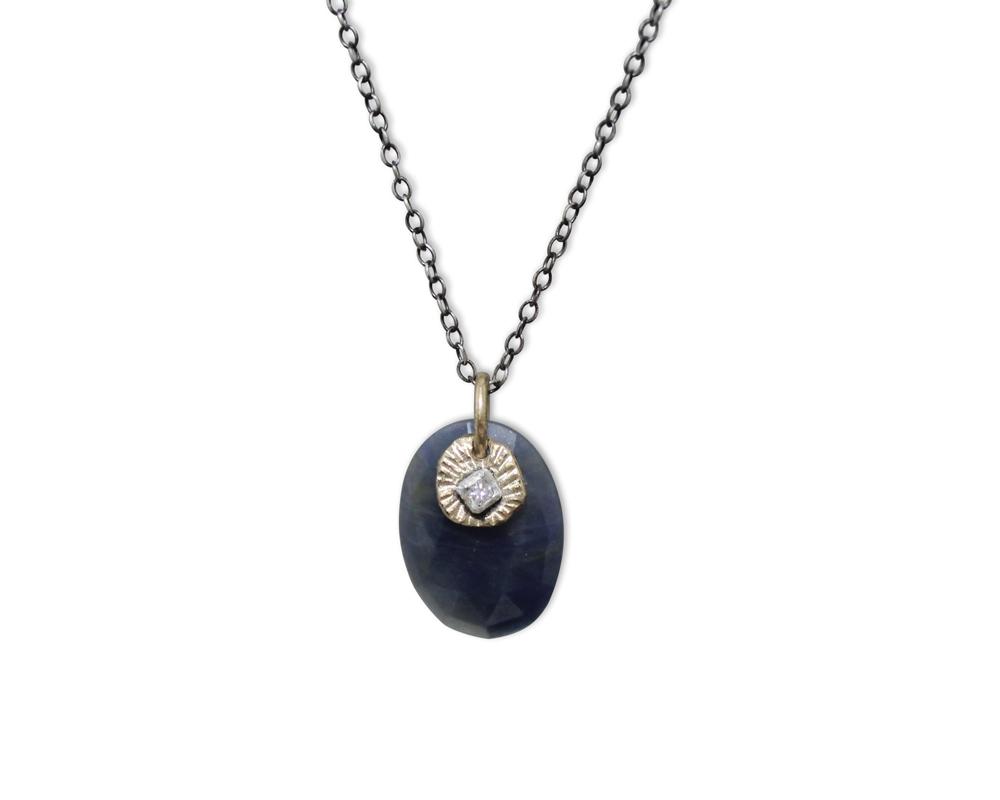 V-o-i-d Necklace | Blue Sapphire - Franny E Fine Jewelry